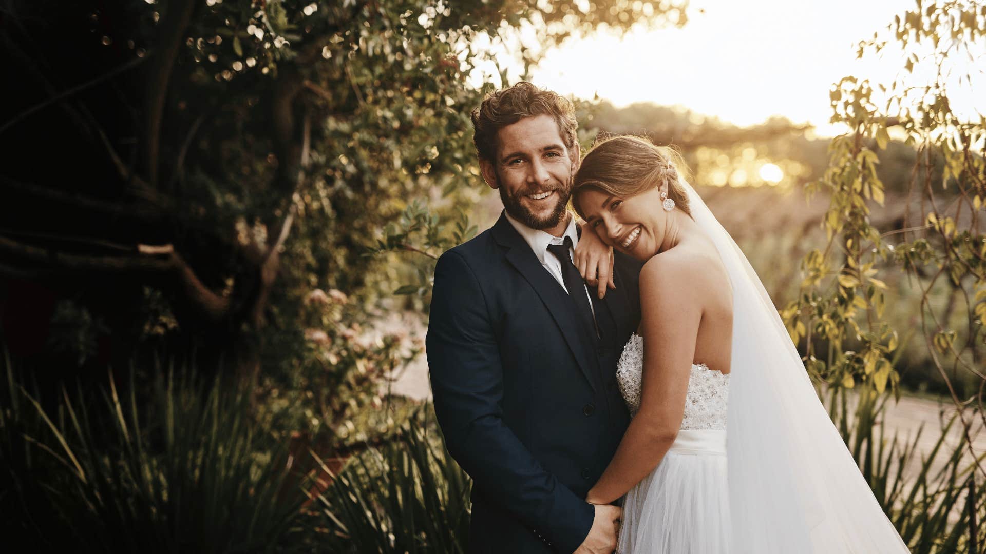 Wedding photo of bride and groom