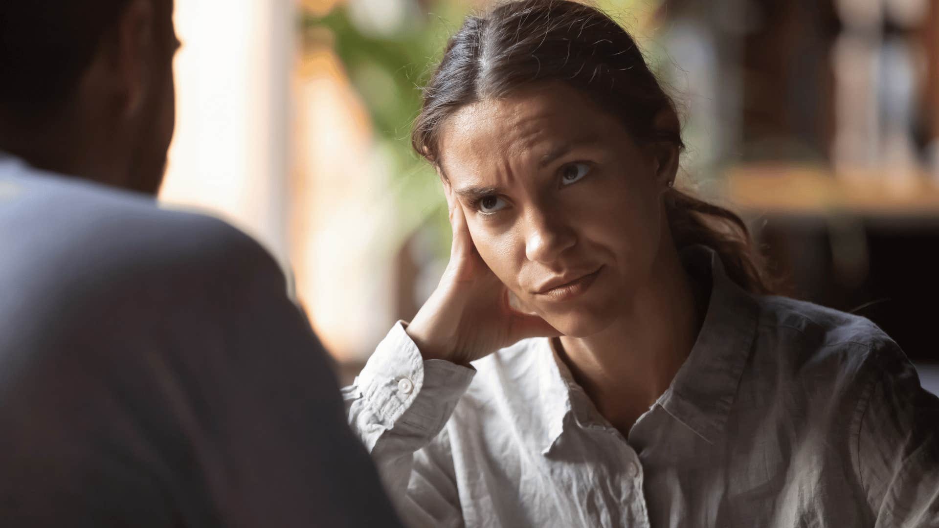 woman suspicious of potential partner