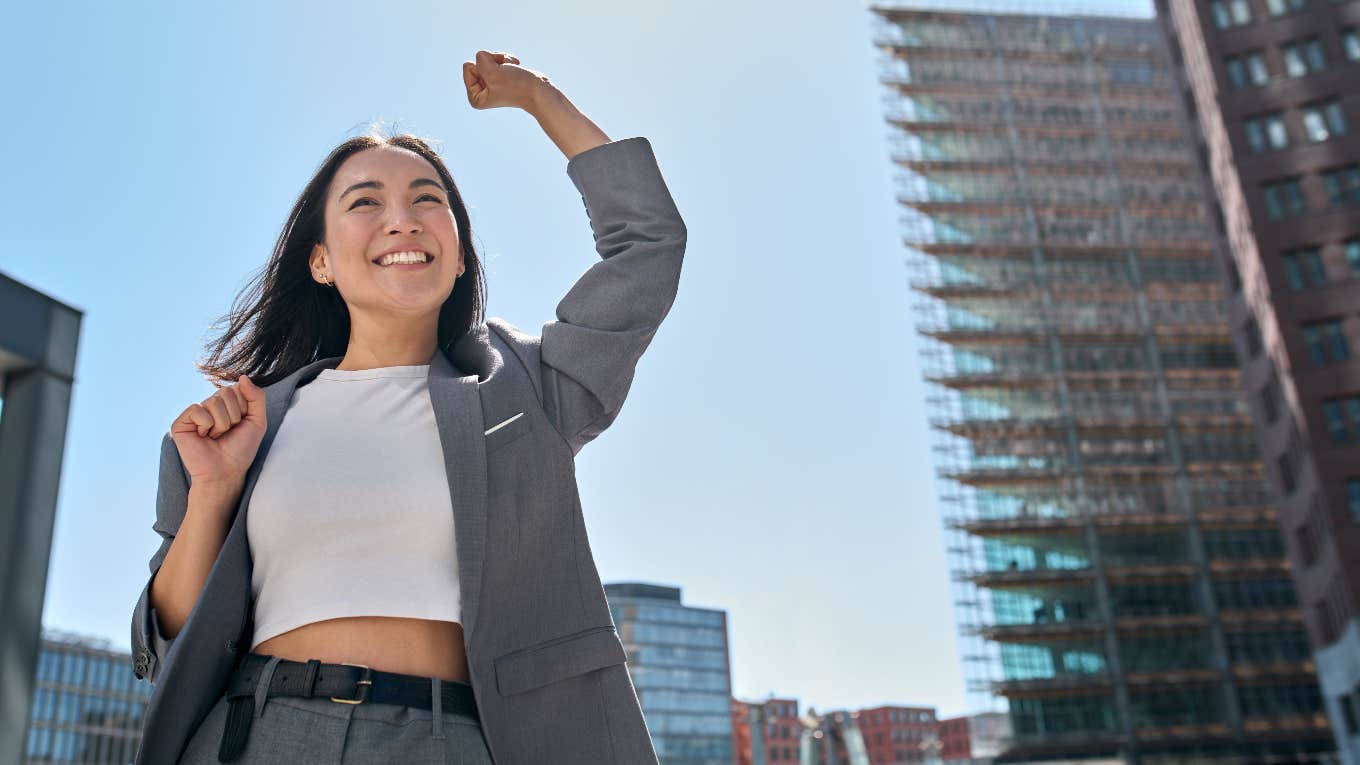 Woman excited that she nailed a job interview