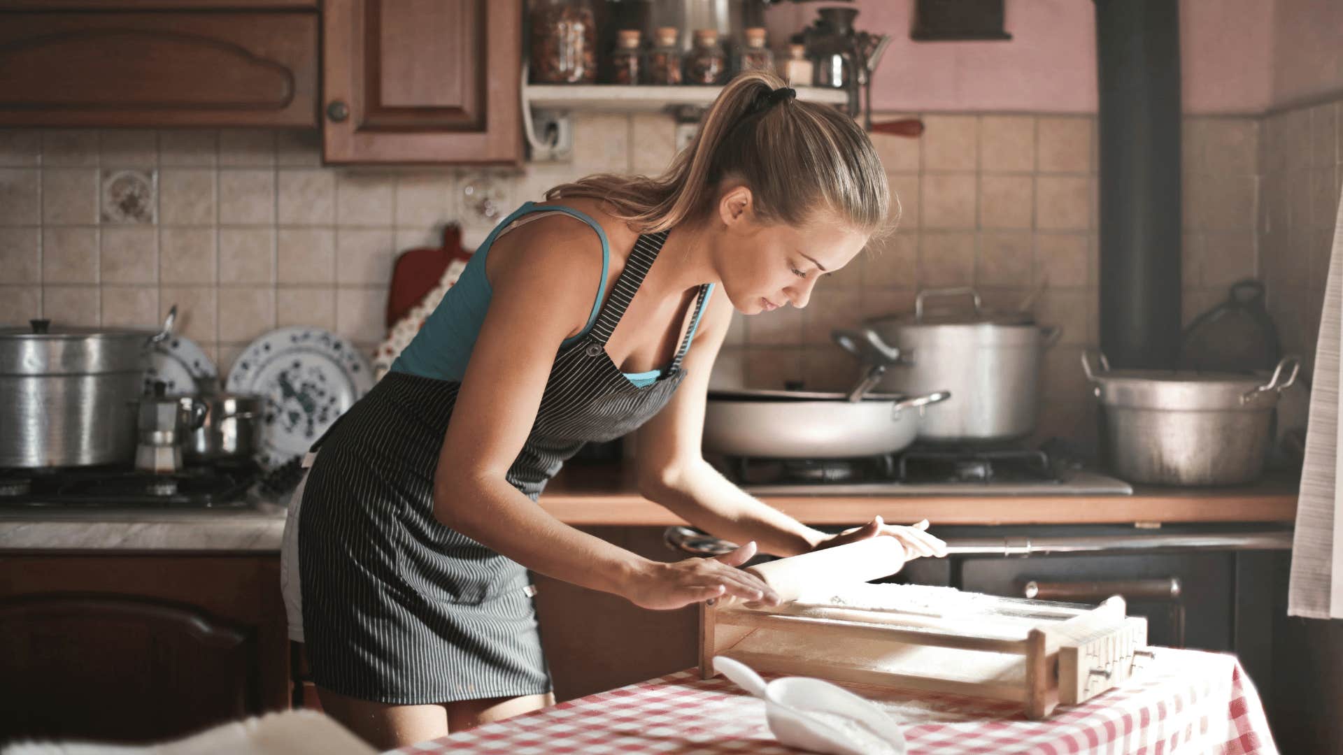 woman cooking in her kitchen