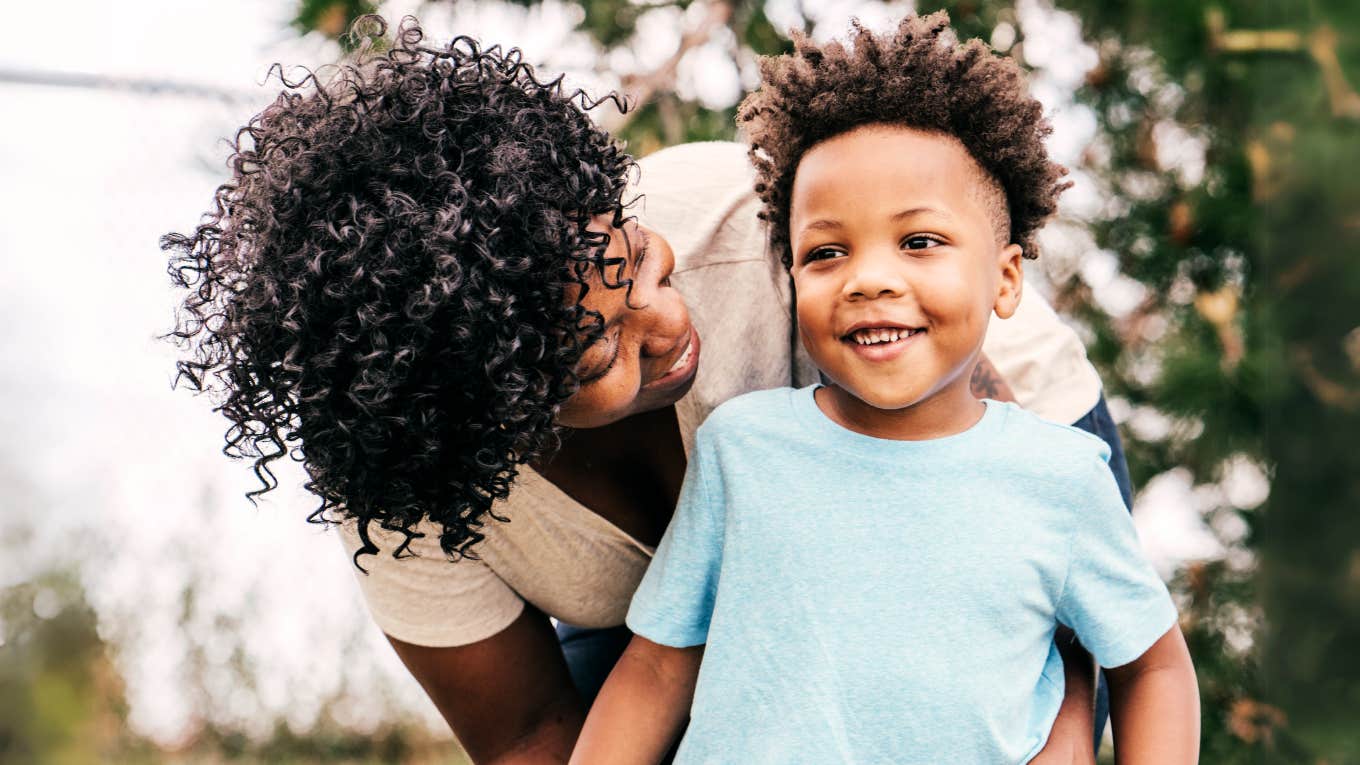 Happy mother with her son.