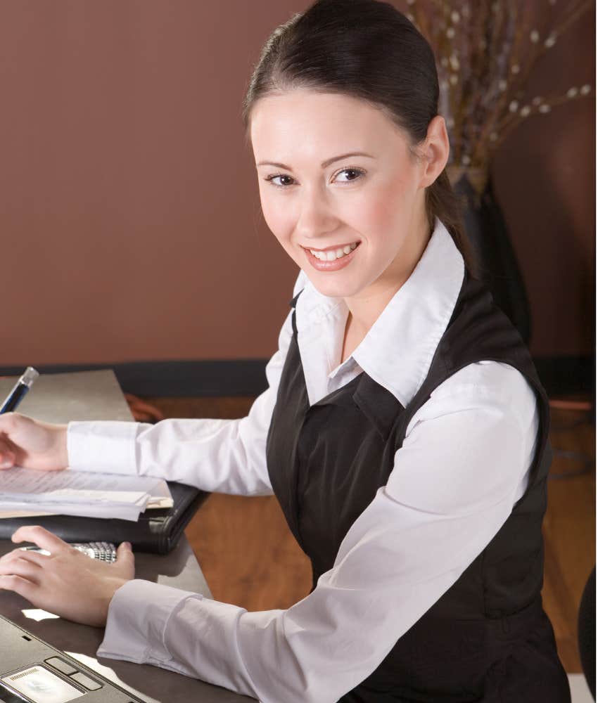 wife working as receptionist as same company as husband