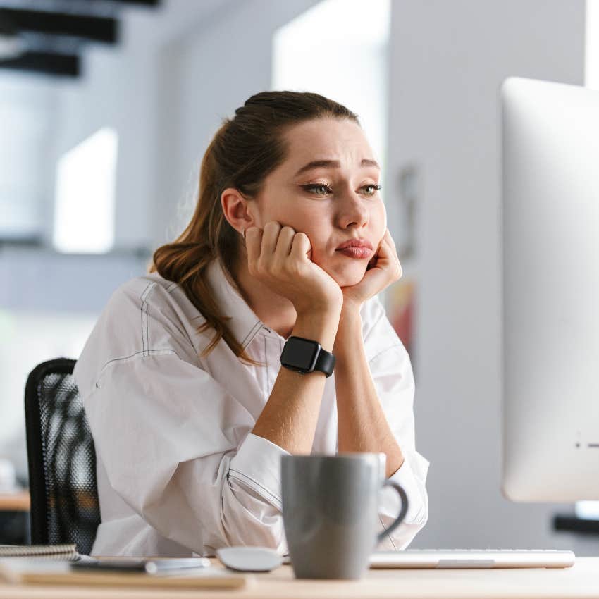 Woman bored at work