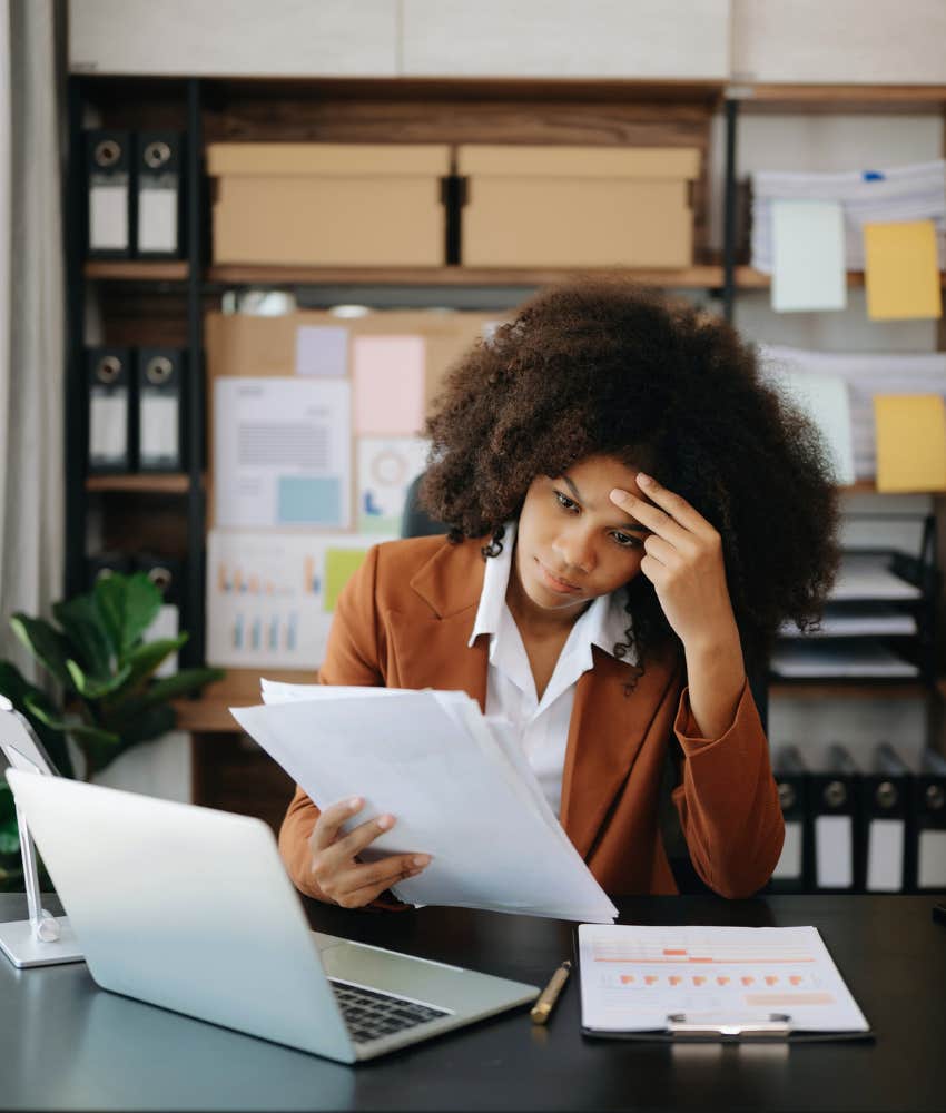 woman unhappy at work