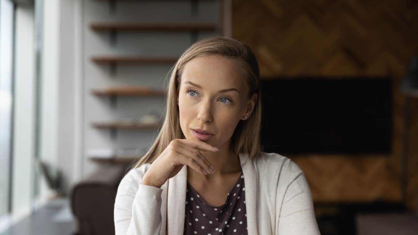 Woman thinking about her finances