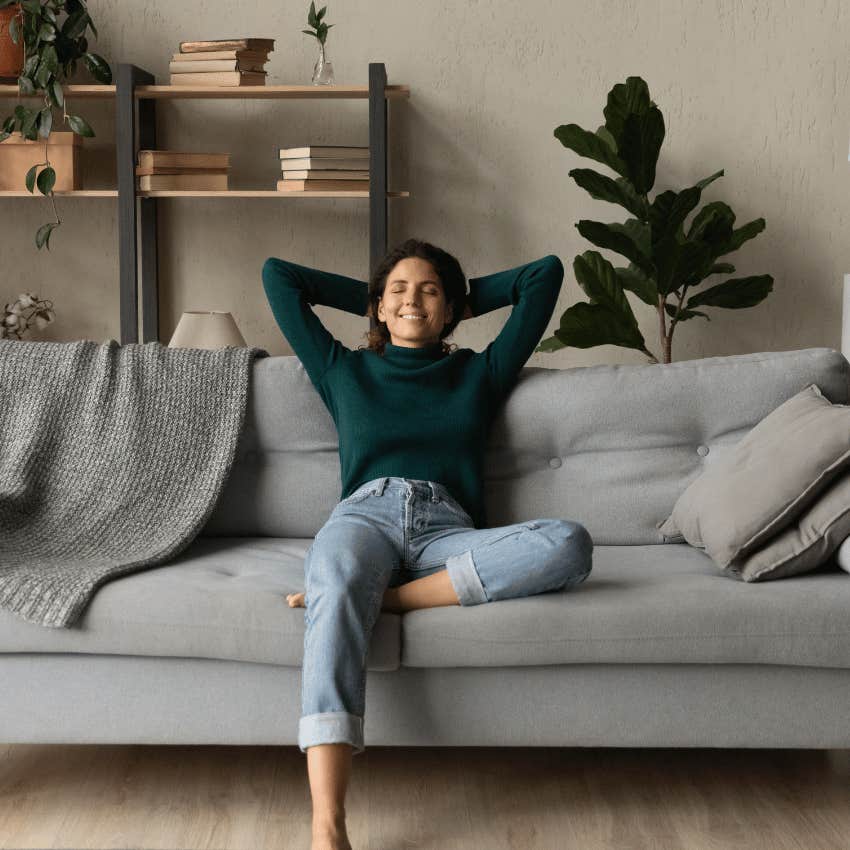 woman relaxing on a couch