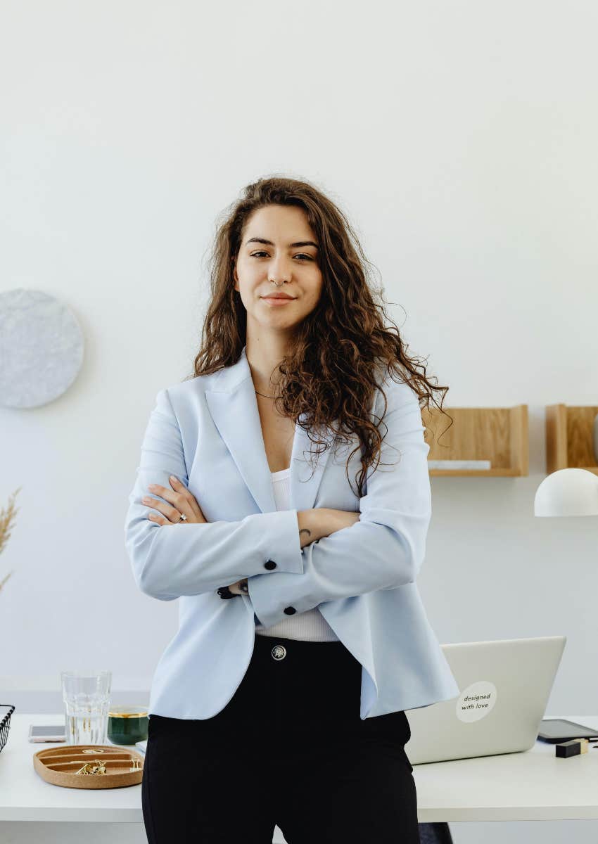 boss standing in her office