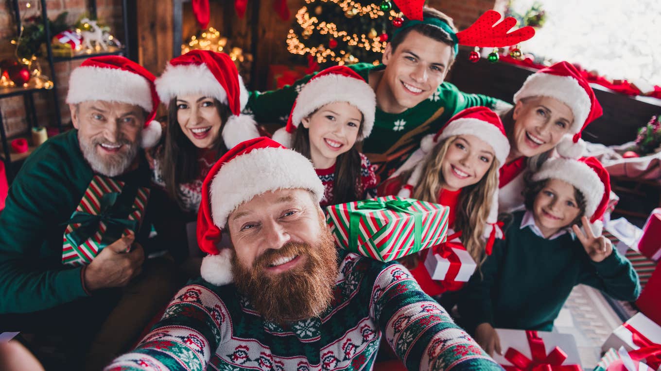 Man spending the holidays with his family