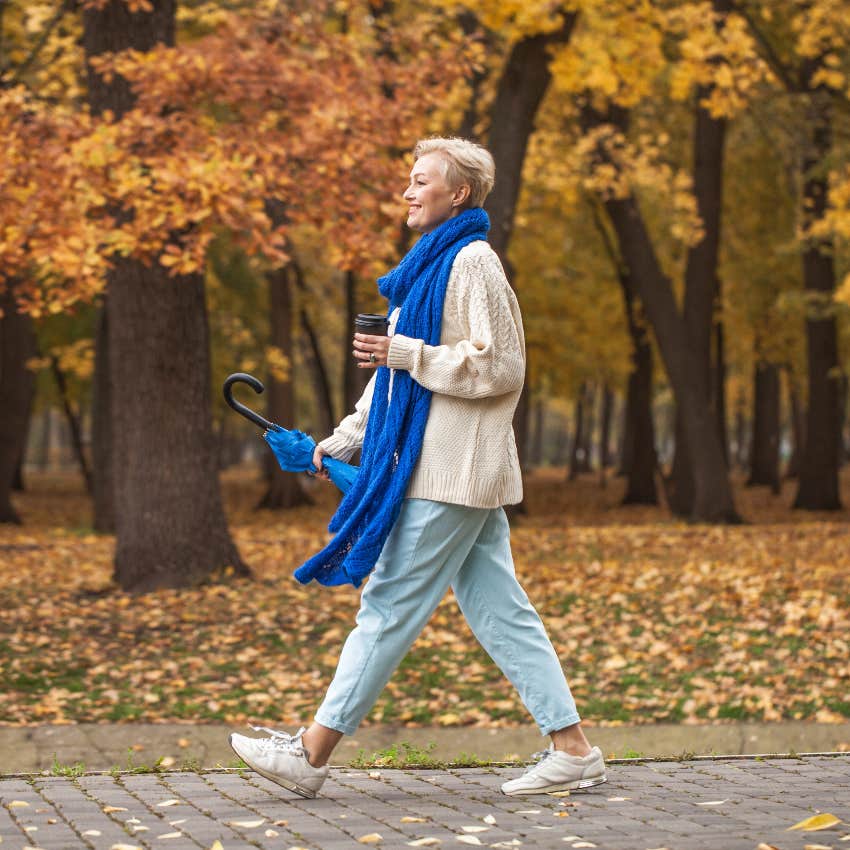 Woman walking outside to improve her life