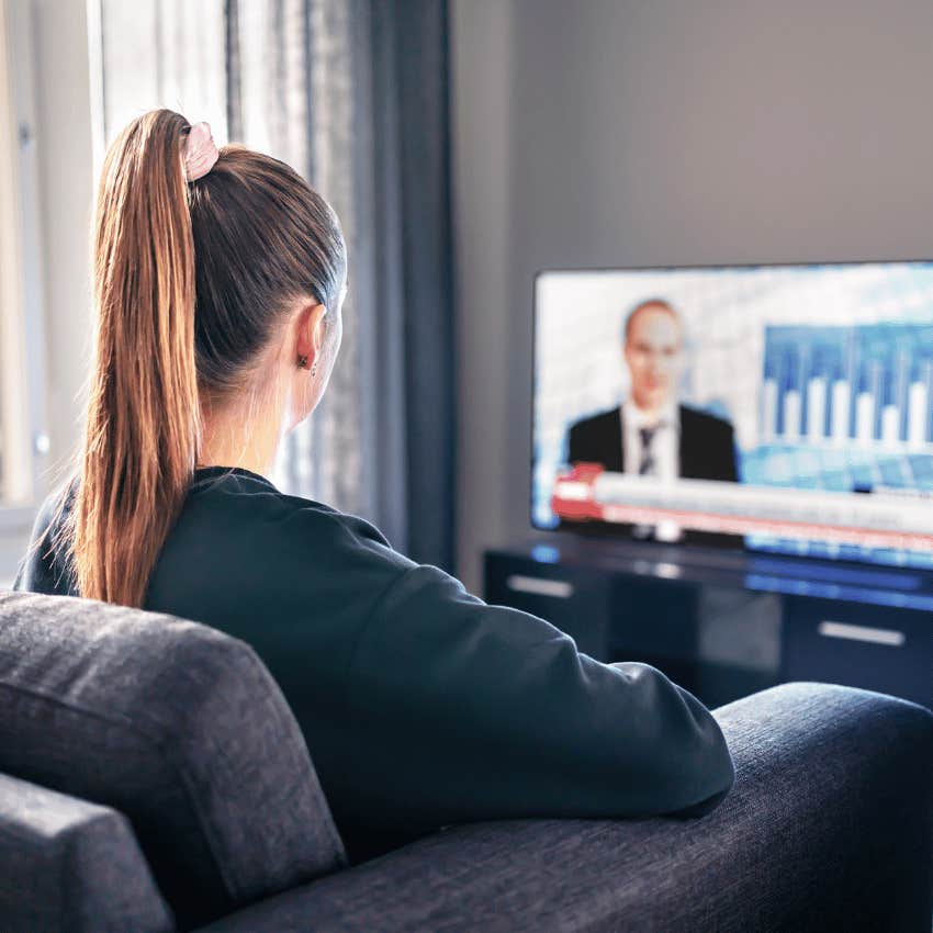 woman watching tv