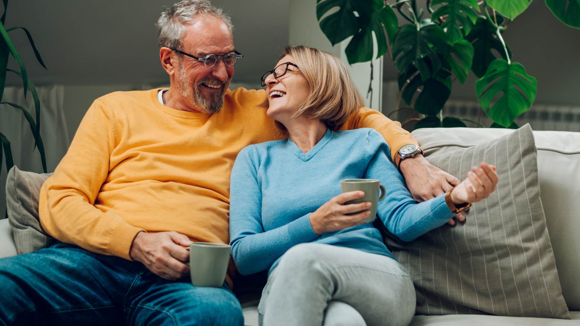 Couple sitting together on the couch