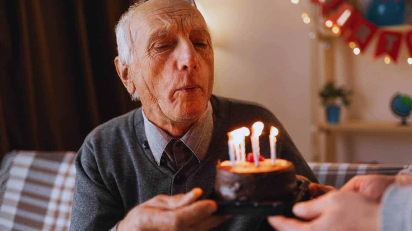 old man celebrating birthday