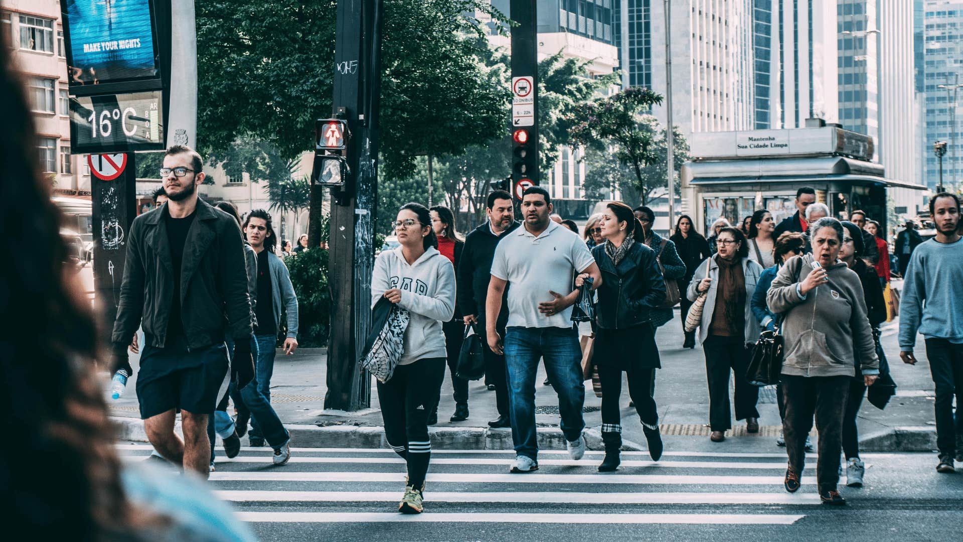 pedestrians crossing street