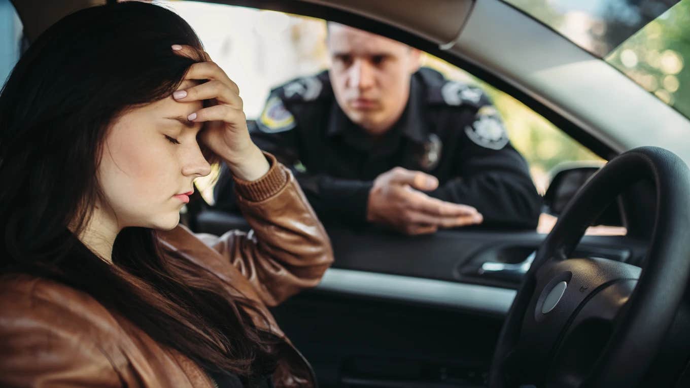 Woman pulled over by a cop