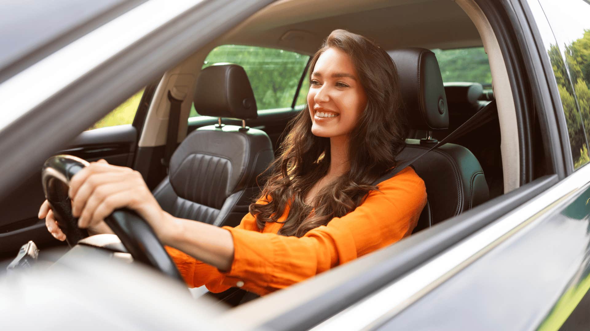 woman in car