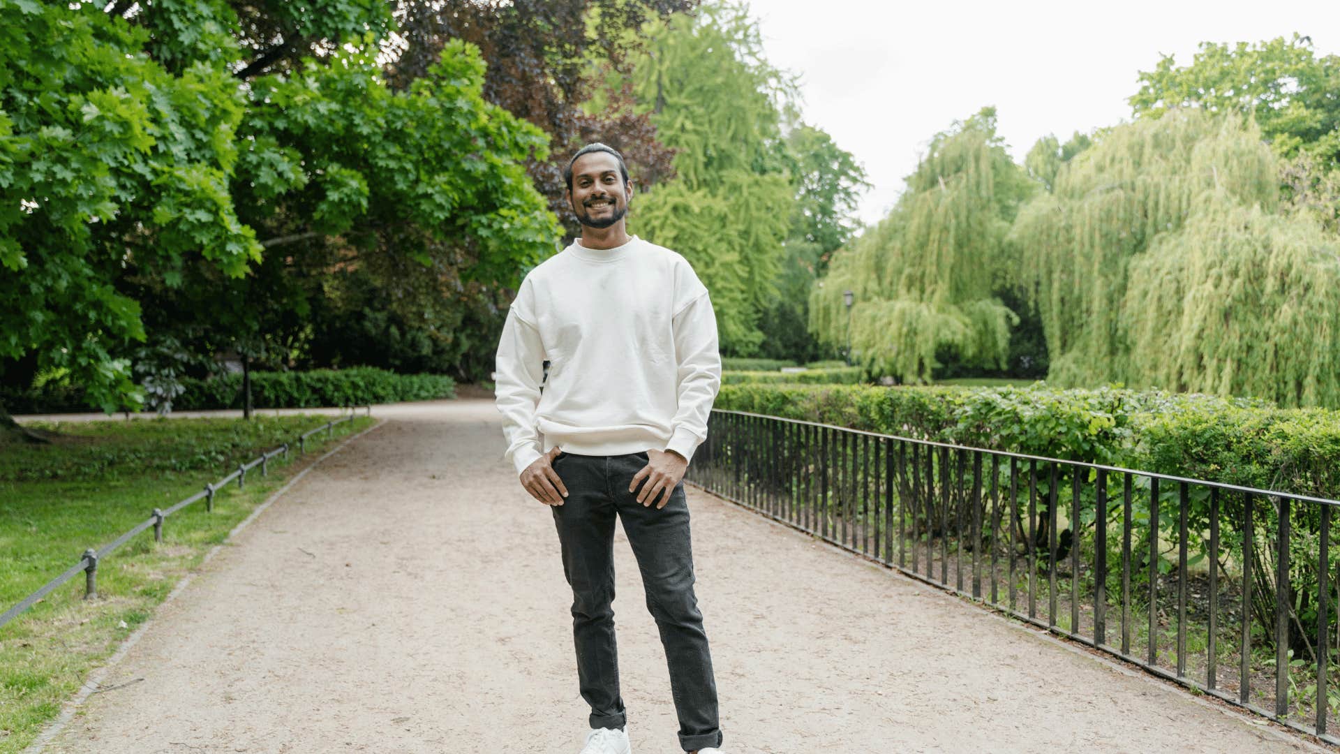 man smiling in the park