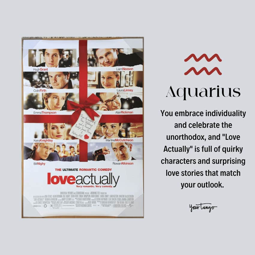 best holiday movie zodiac sign aquarius love actually