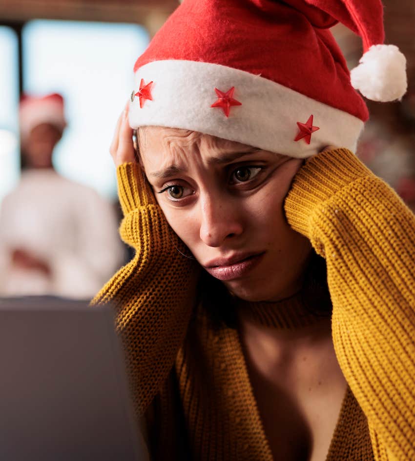 Sad woman didn't set holiday boundaries