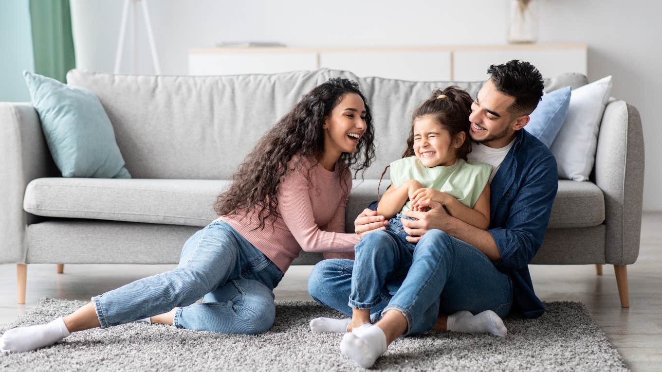 Happy living room family