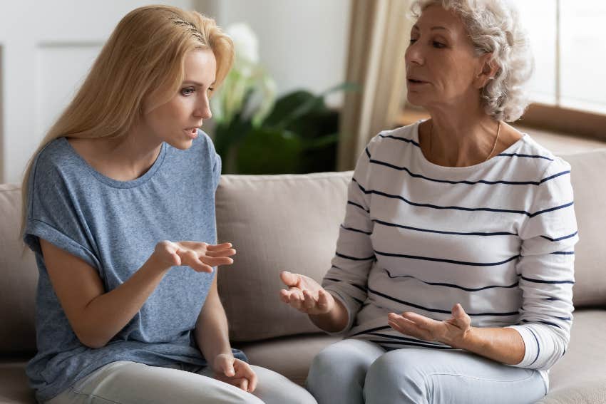 older woman arguing with younger woman