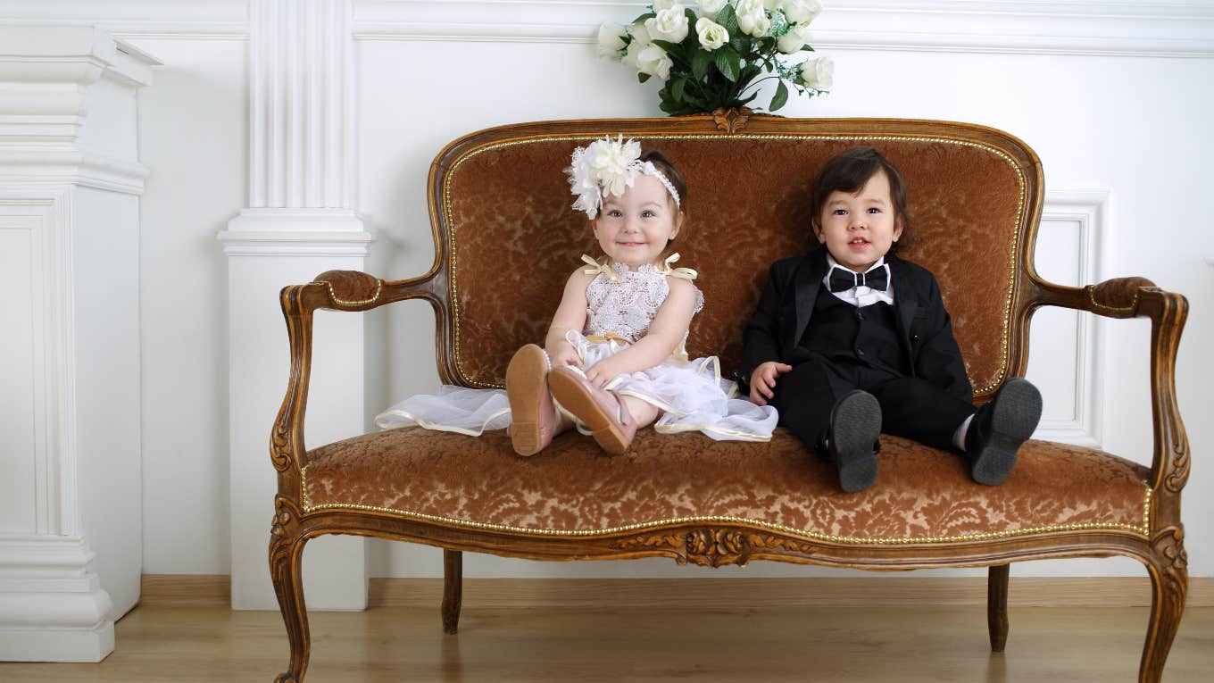 Well behaved toddlers at a wedding