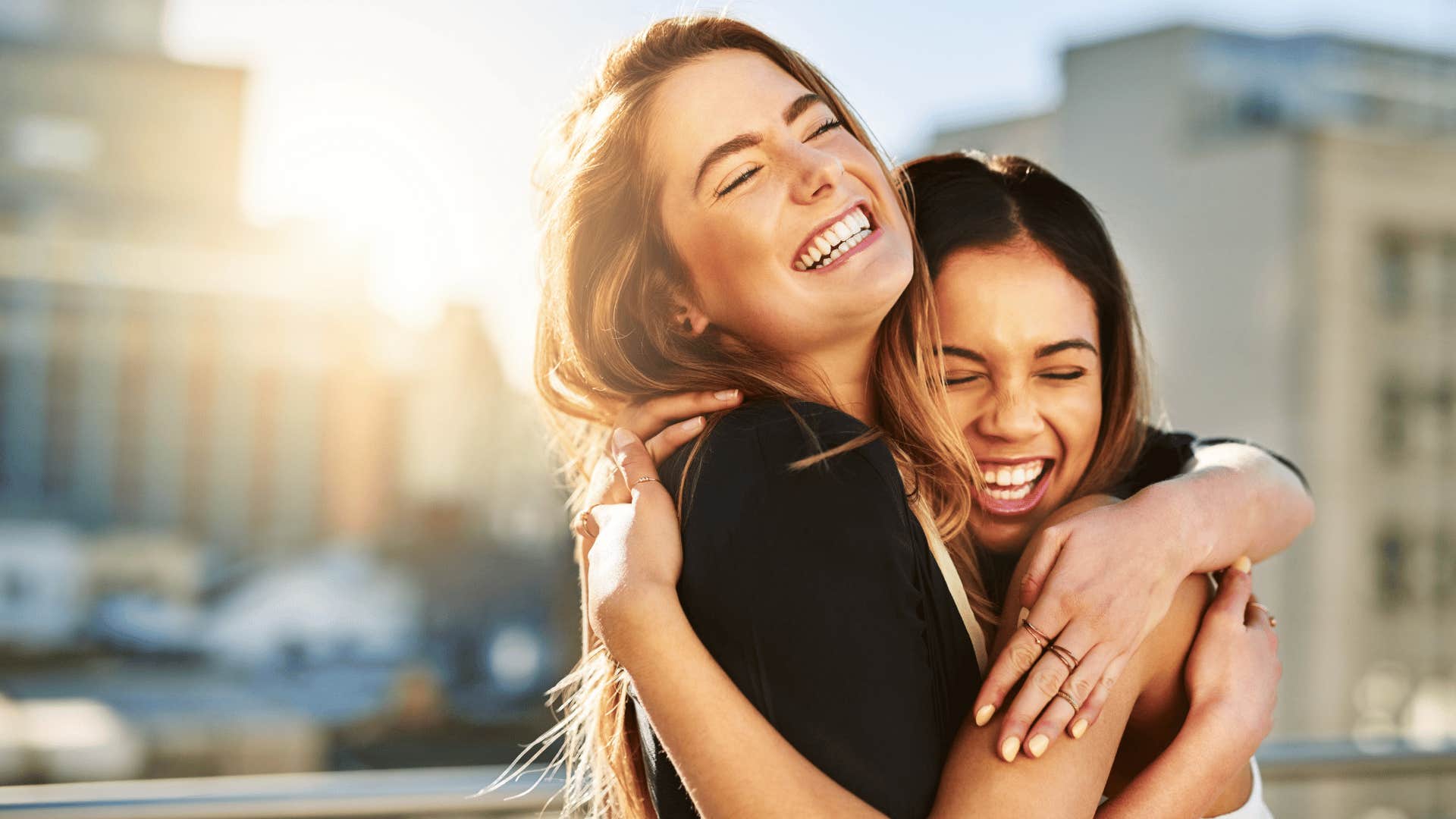 two women hugging