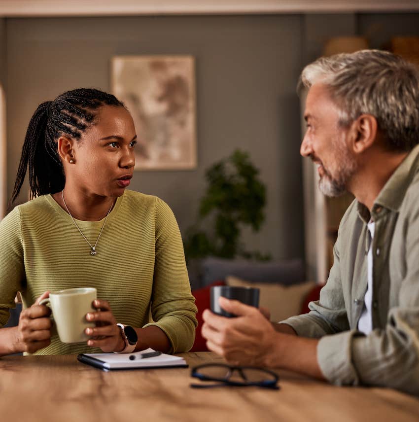 Sweet husband engages in his wife's world through conversation, showing she's important