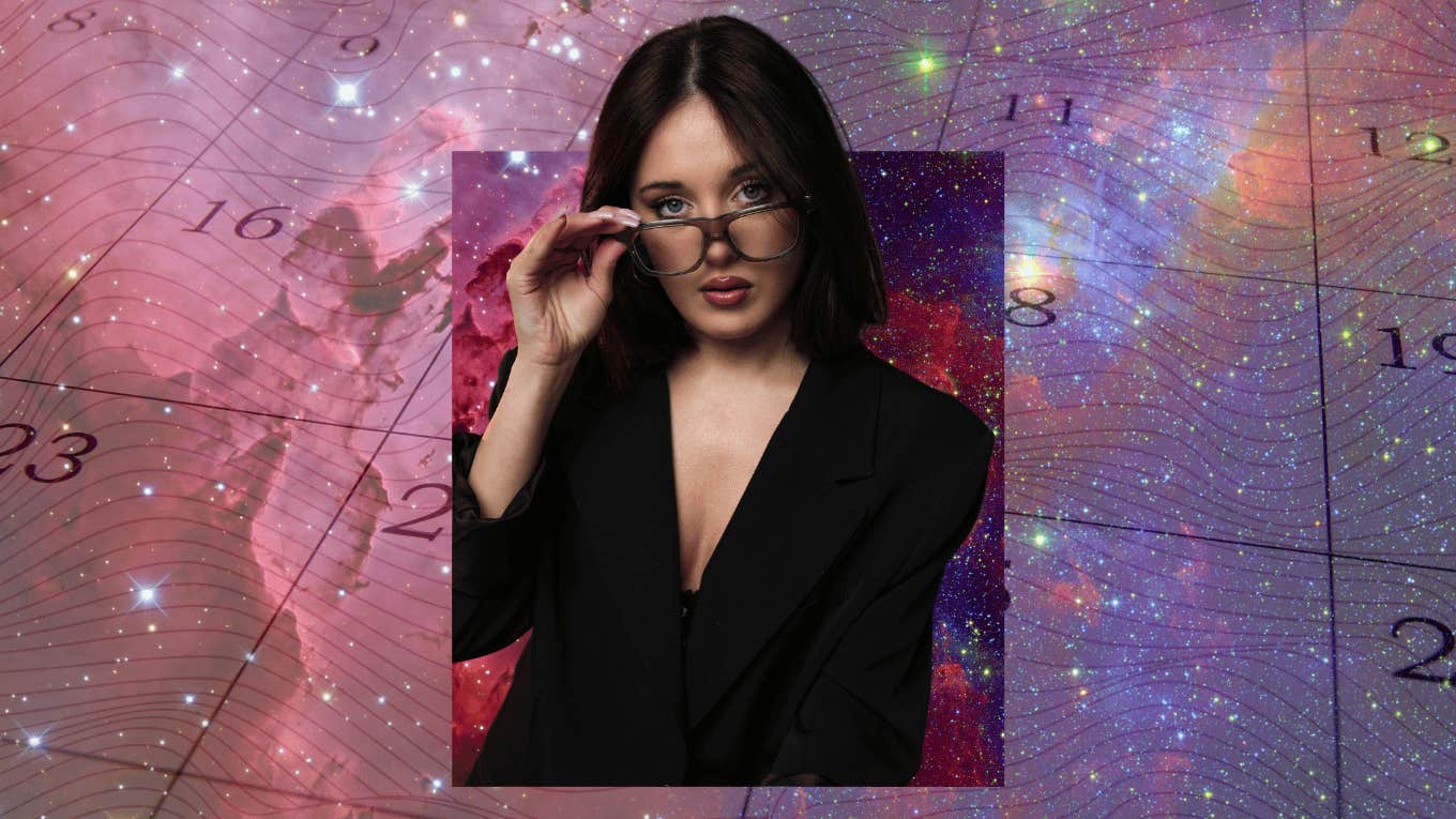 woman wearing glasses in universe fated dates january 2025 affect zodiac signs