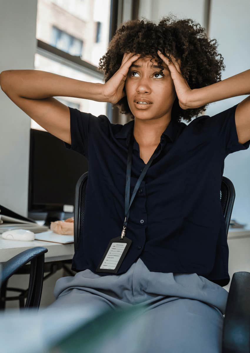 frustrated young female employee