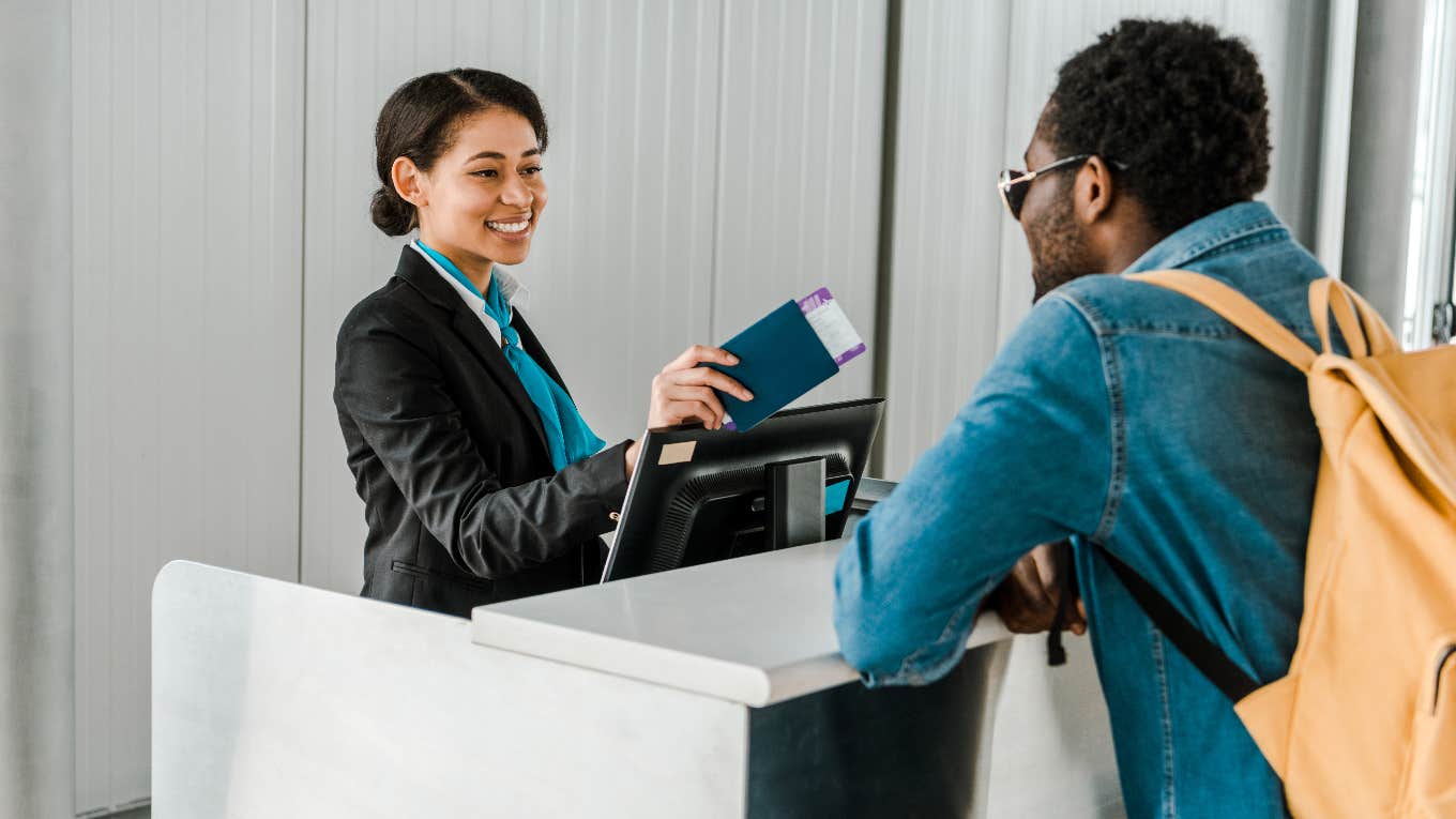 Happy gate agent at airport