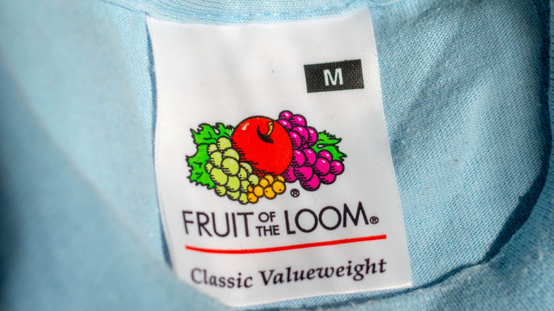 Fruit of the Loom tag on a shirt collar