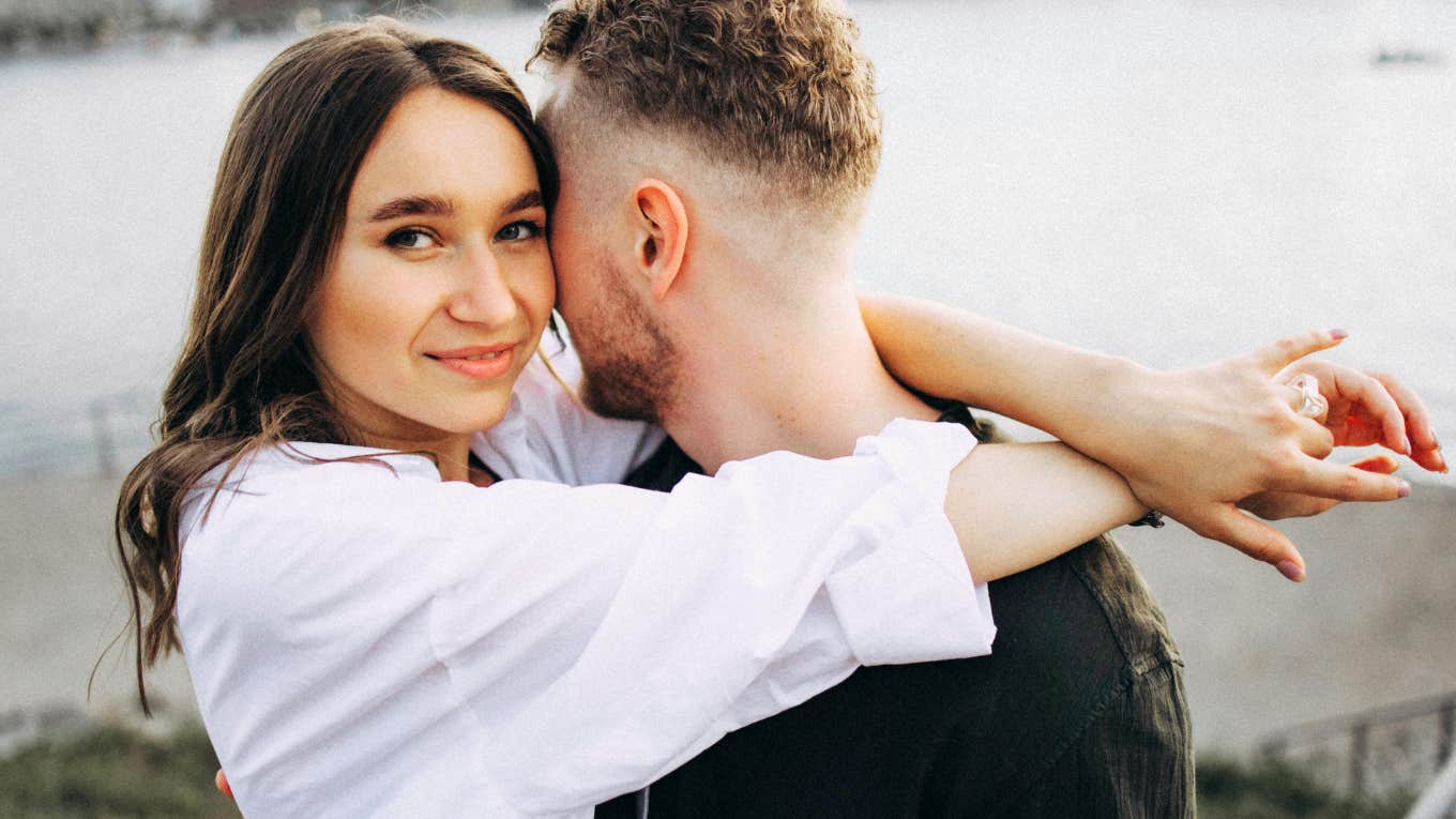 Young couple getting engaged.