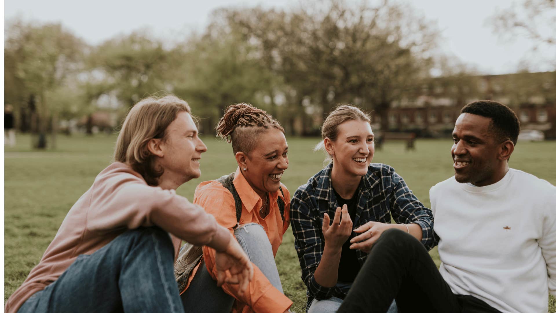 Man spends time with friends in park