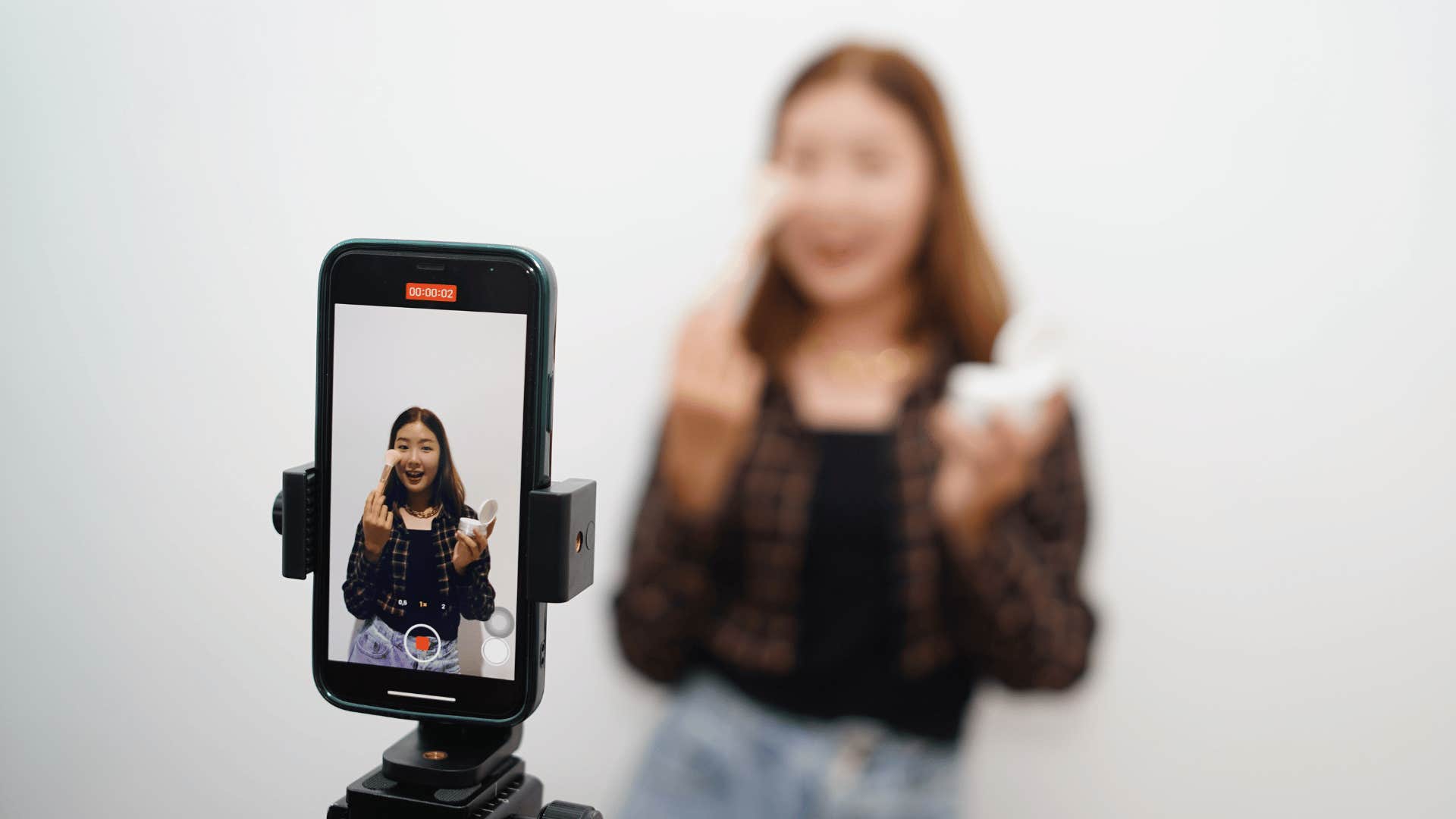 woman filming herself