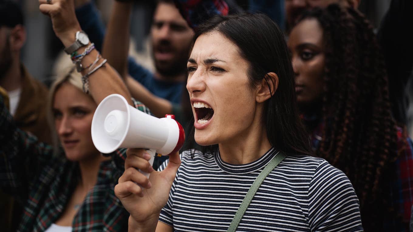 Woman protesting in America