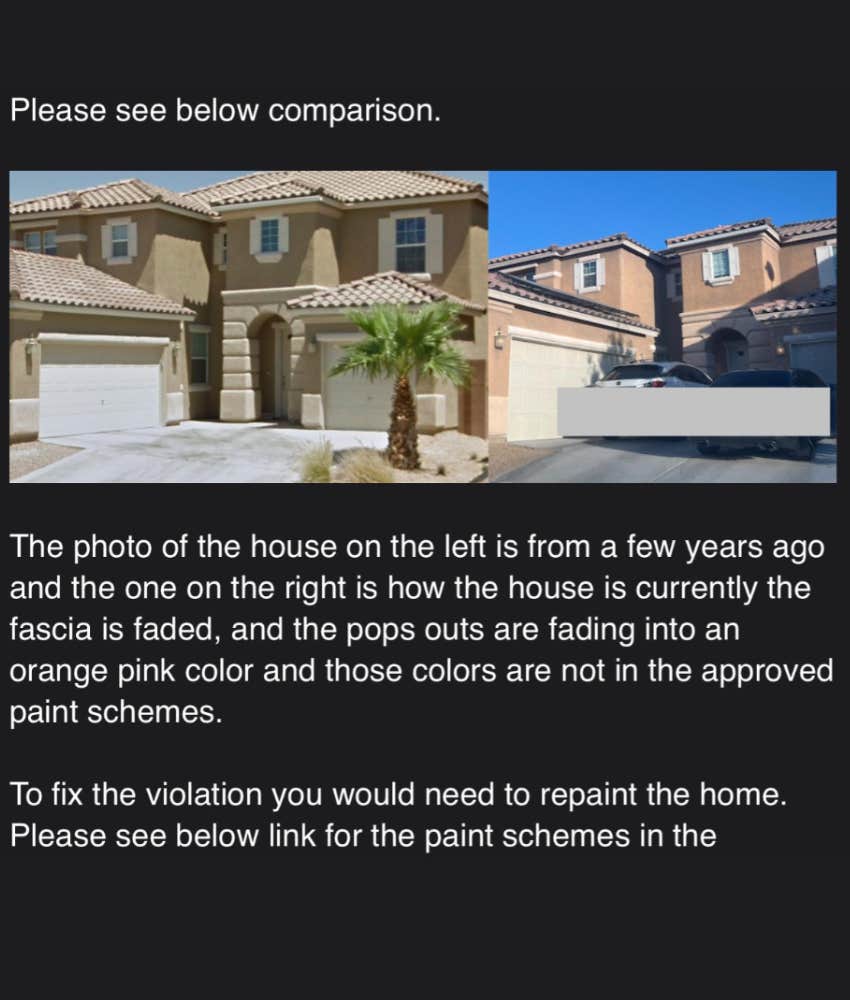 HOA Requests Homeowner Repaint Their Slightly Faded House Reddit Post