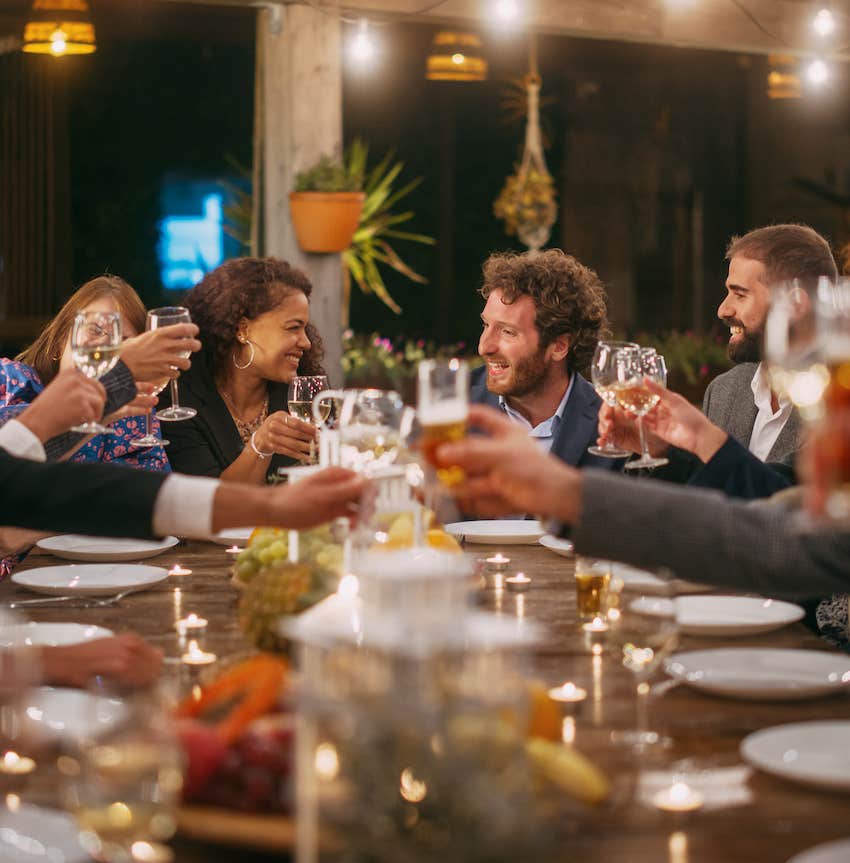 Holiday table with guests