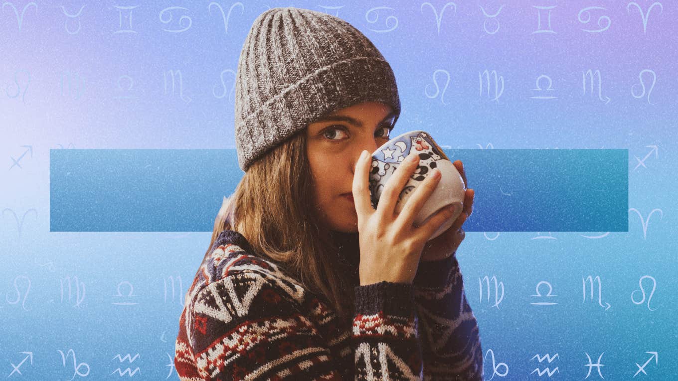 woman drinking hot beverage zodiac signs horoscope december 27, 2024