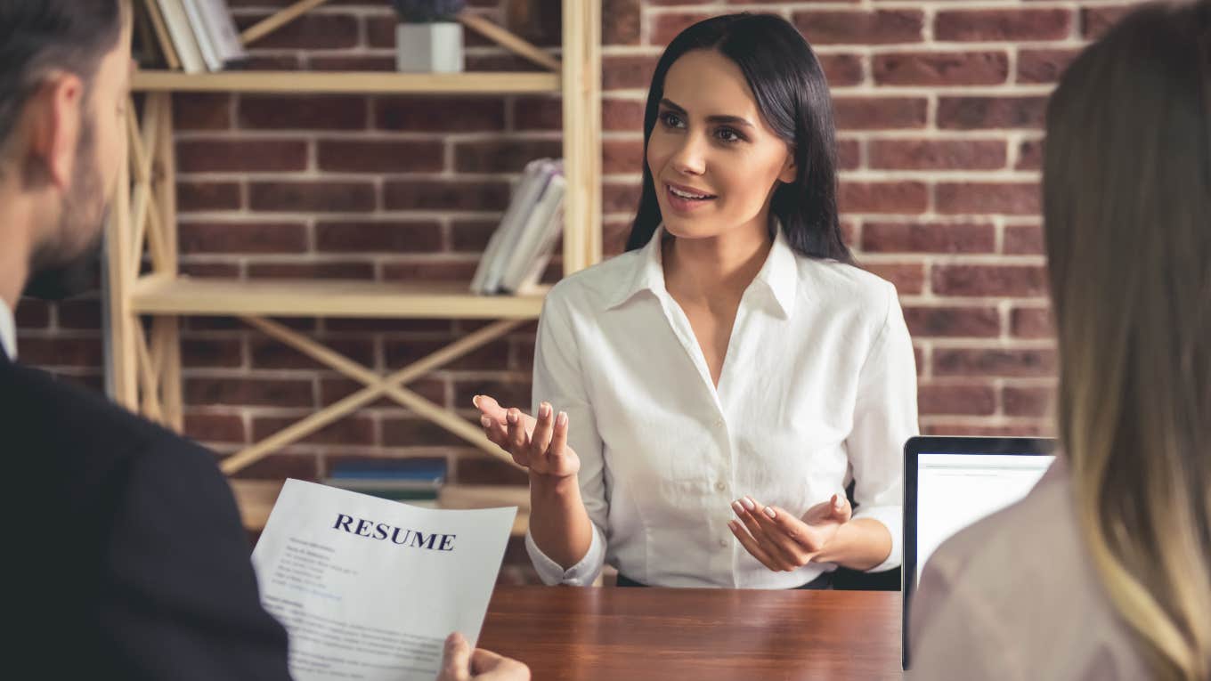 Job applicant asking a question at the end of her interview