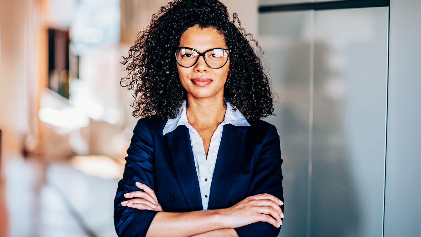 Confident woman promoted to a leadership position.