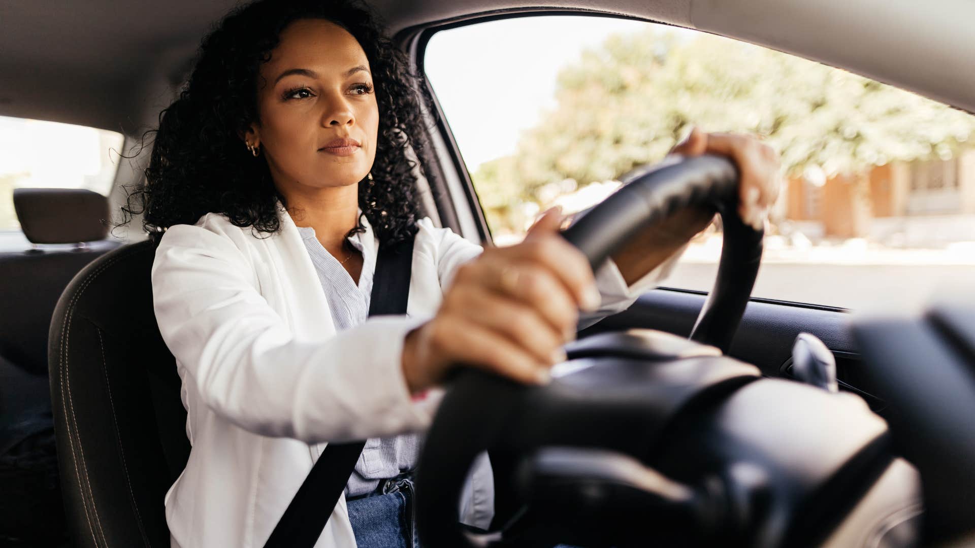 woman driving a car