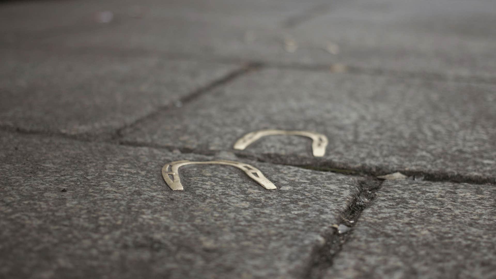 horseshoes on sidewalk