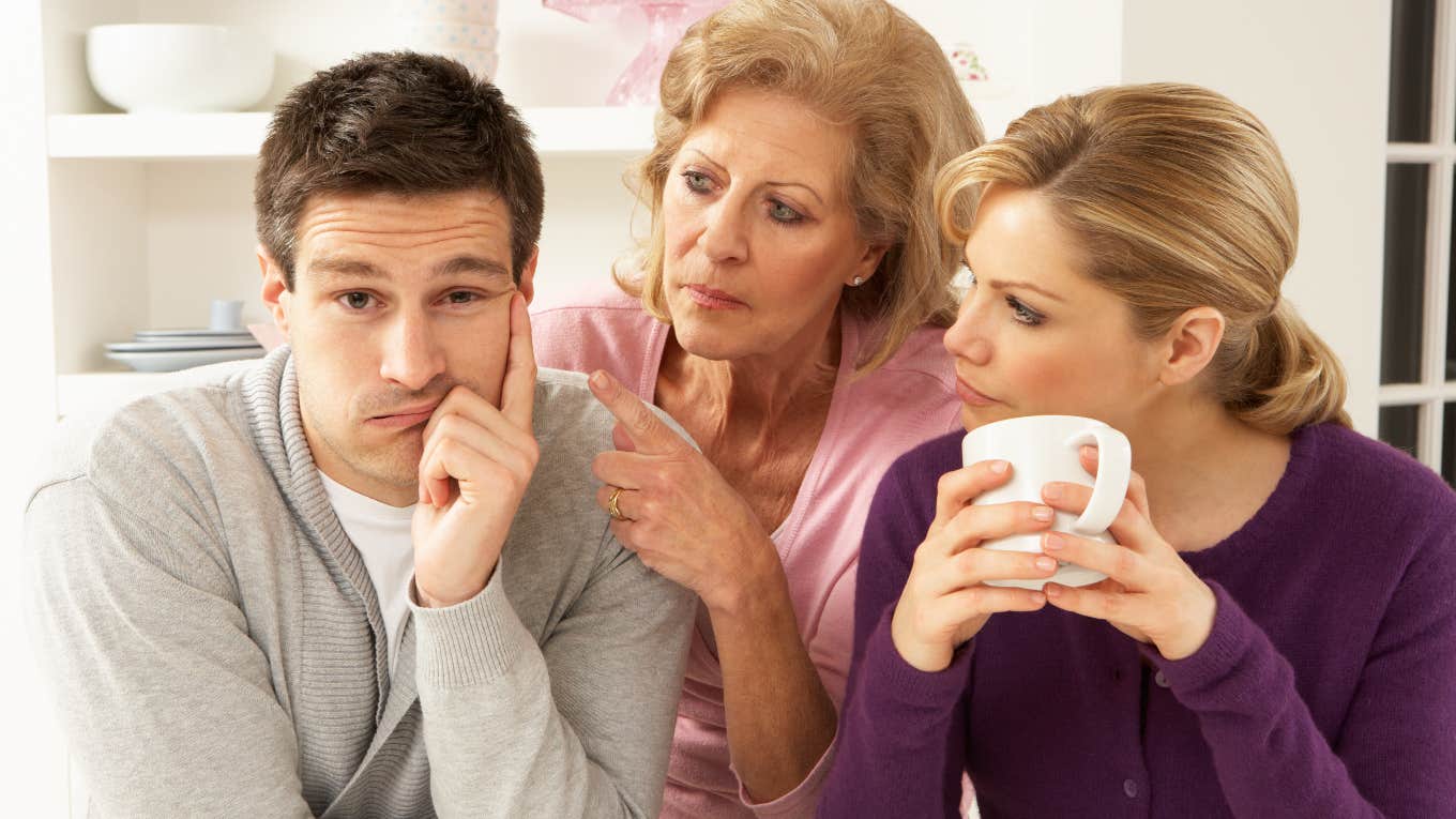 Mother-in-law telling man to save his money for her retirement