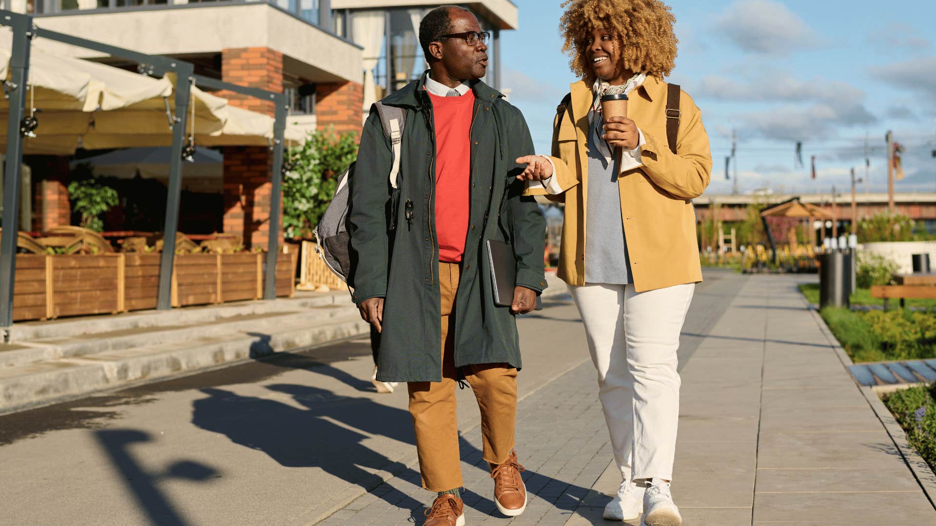 couple walking outside