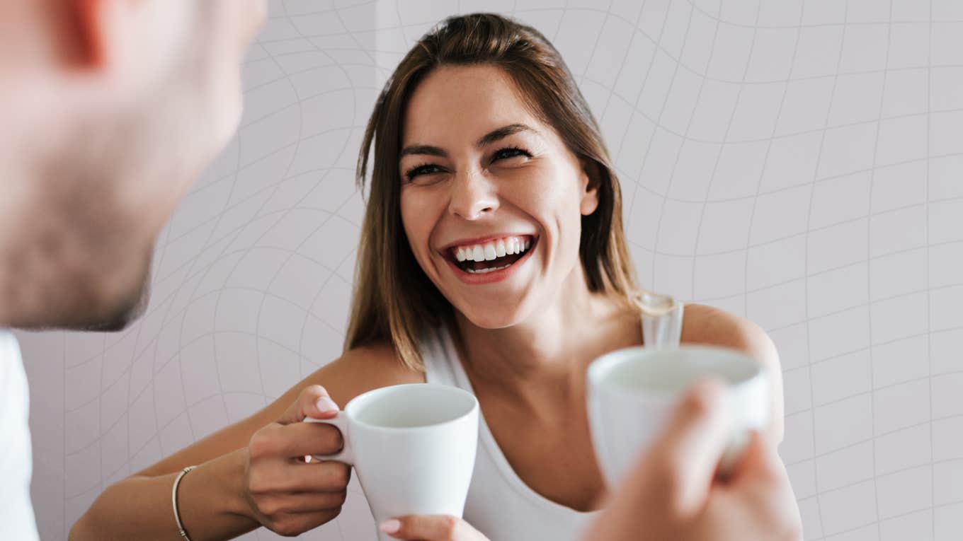 Millennial woman smiling broadly with her relationship skills 