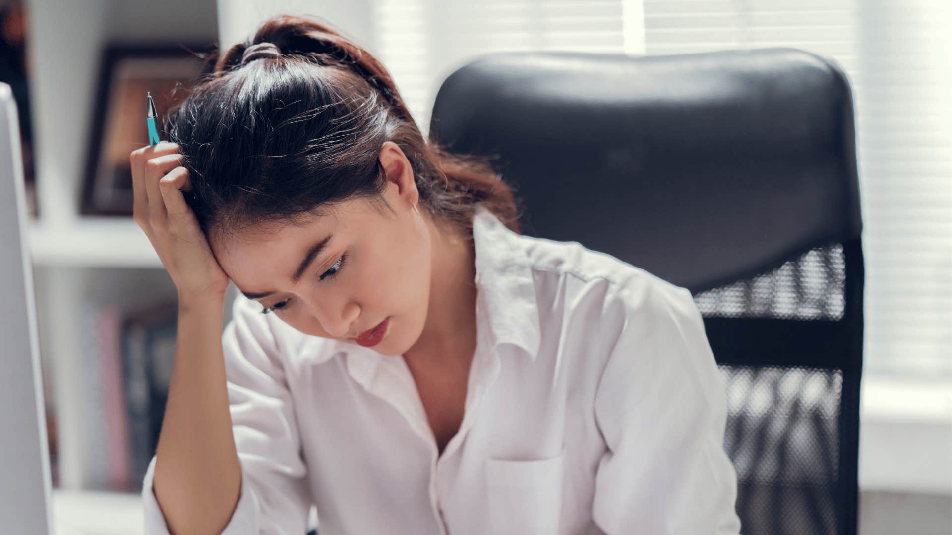 stressed woman at work