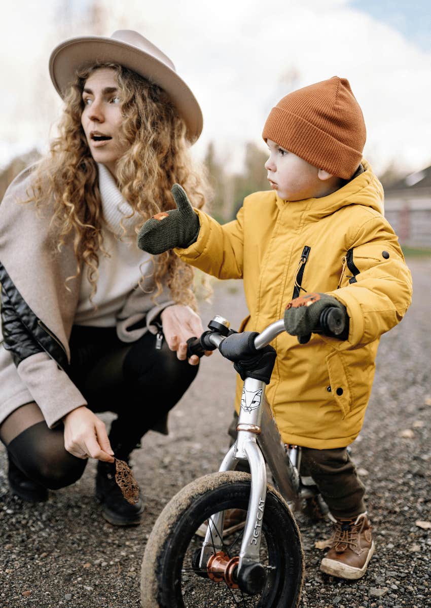 mom and young child on a bike