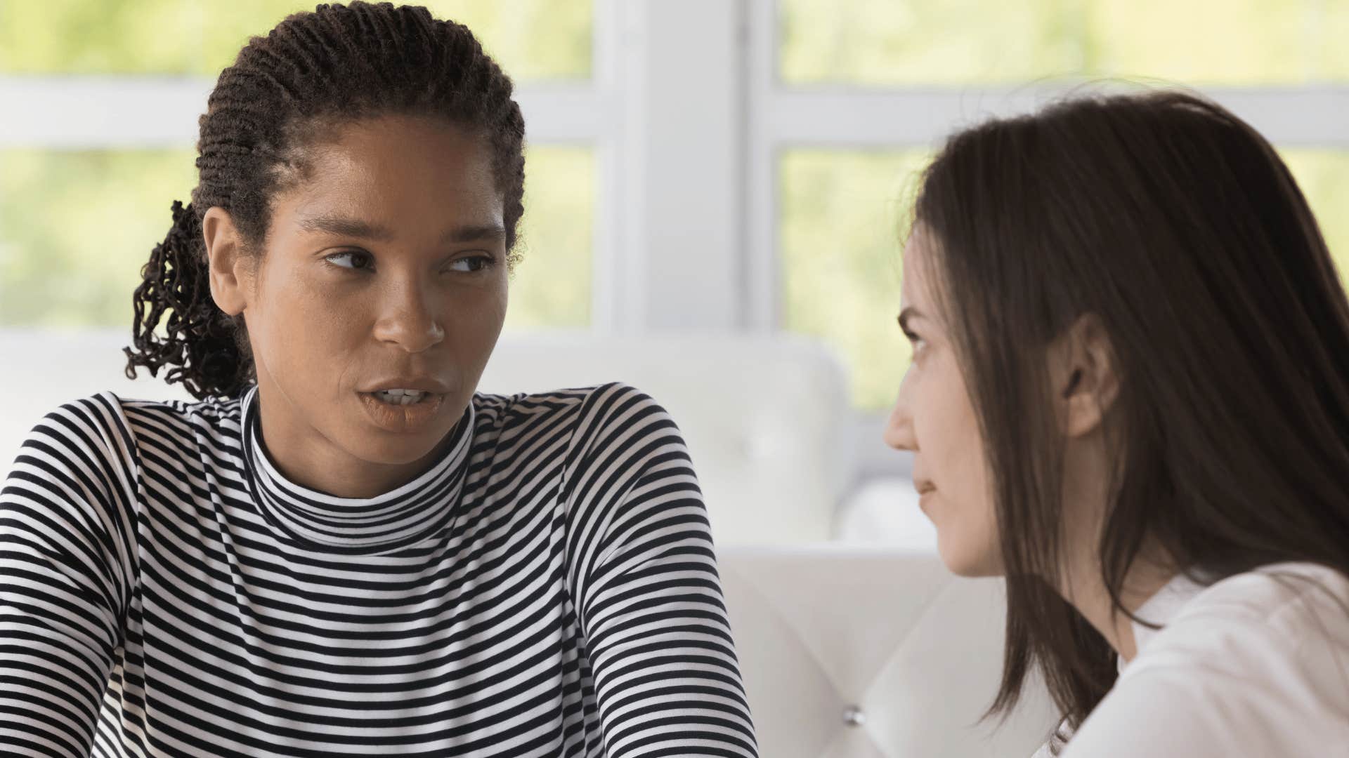 two women talking