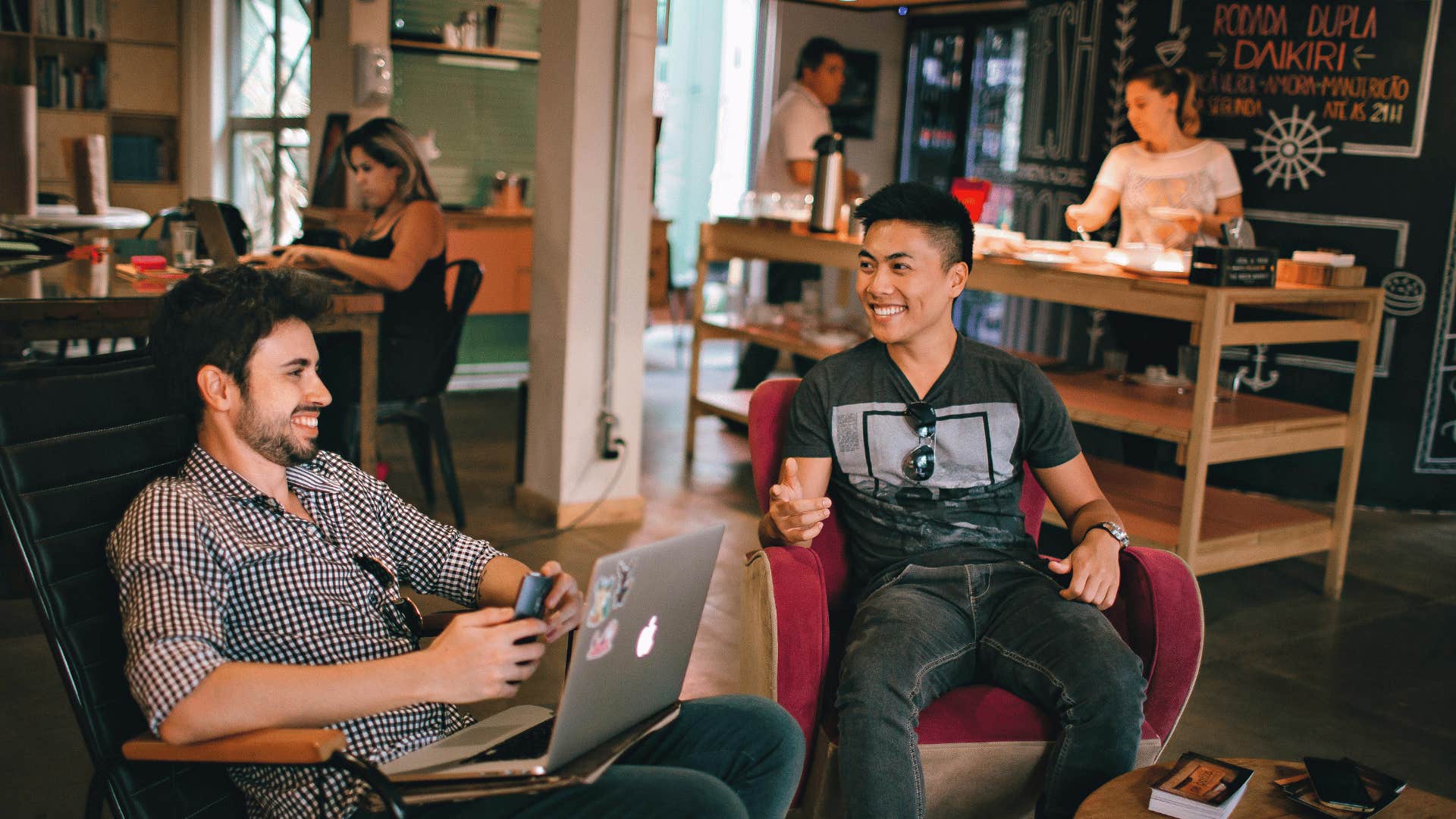 men talking in a coffee shop