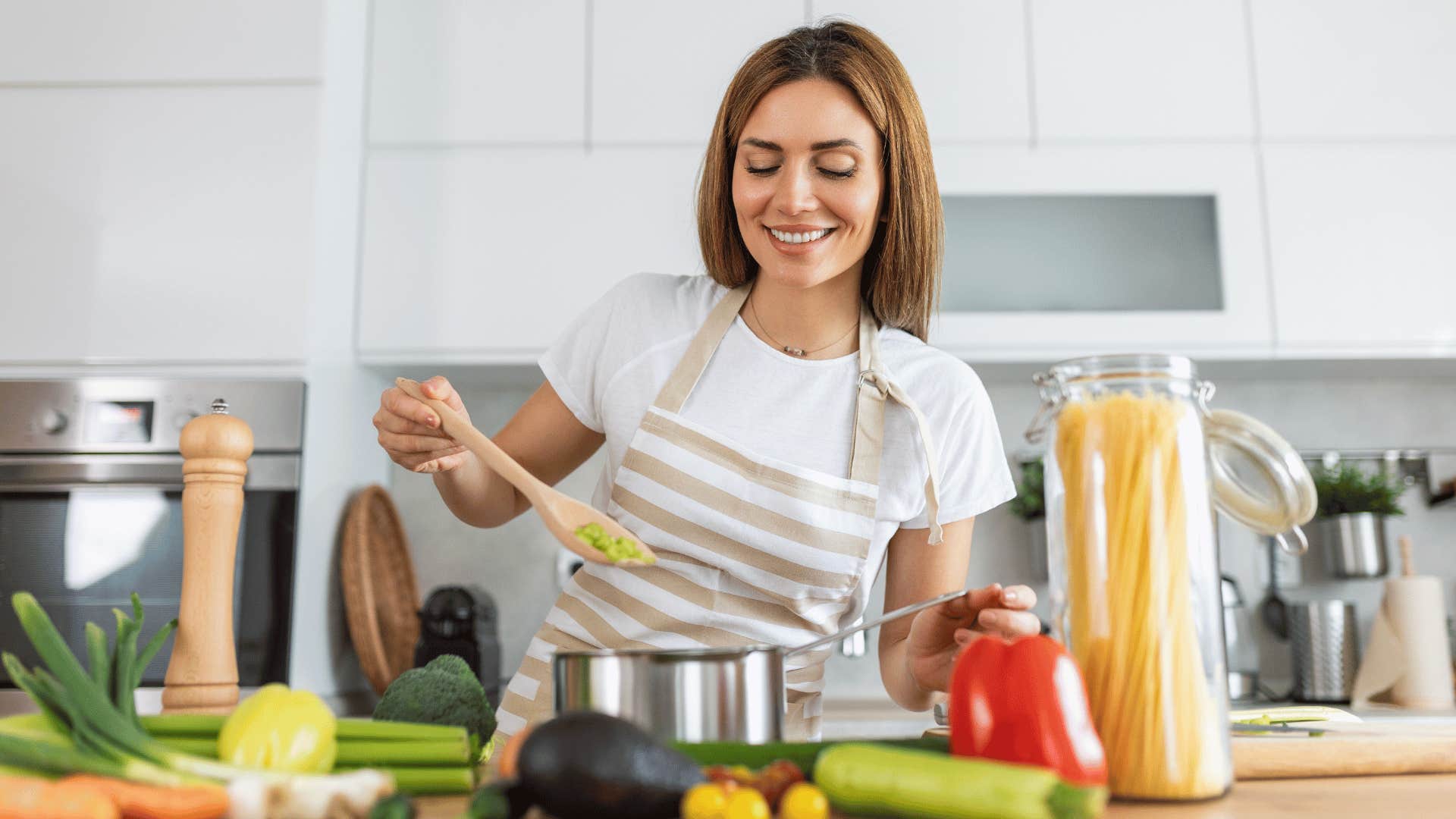 woman cooking dinner